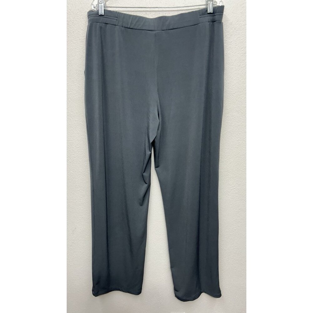 Susan Graver Liquid Knit Pull-On Pants Size Large Grey Elastic Waist Office - Picture 2 of 9
